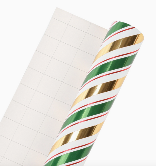 Diagonal Metallic Stripe Christmas Wrapping Paper Roll 30" x 10'
