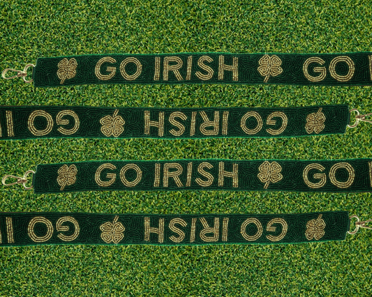 Notre Dame Green Beaded Purse Strap | Go Irish Game Day Bag Strap