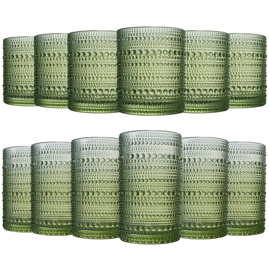 Textured Hobnail Lowball & Highball Glassware, Set of 12