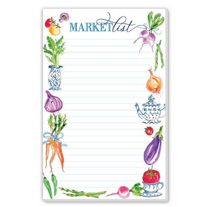 Hand Painted Market List Vegetable Icons Large Notepad
