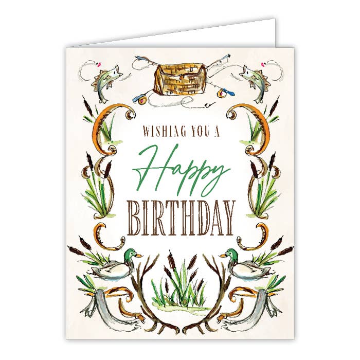 "Wishing you Happy Birthday" Fishing & Hunting Greeting Card