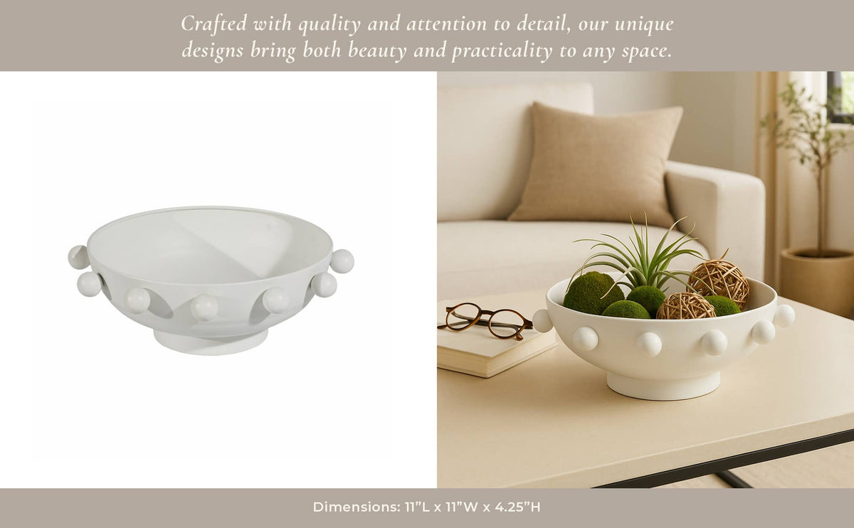 Decorative Hobnail White Bowl