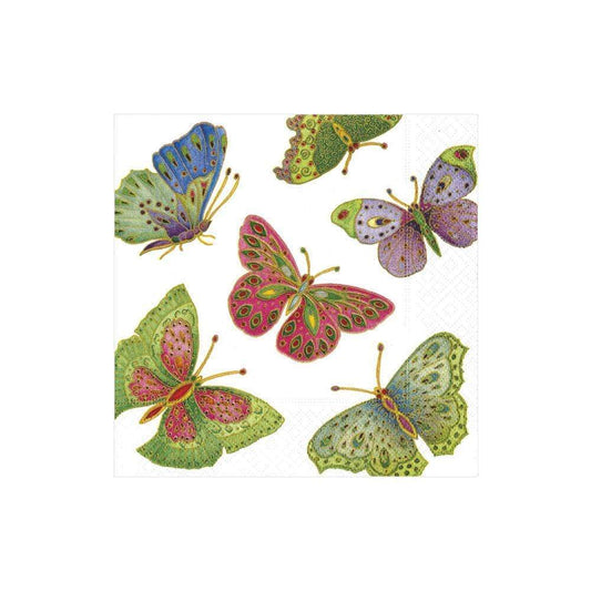 Jeweled Butterflies (Pearl) - Cocktail Napkin