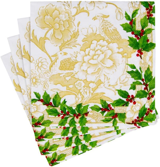 Holly Ceramic Ivory And Gold Cocktail Napkins