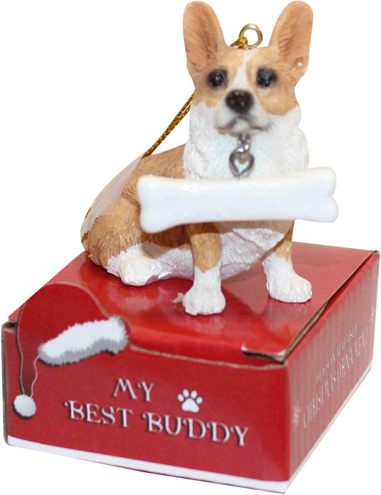 Welsh Corgi with Bone Ornament