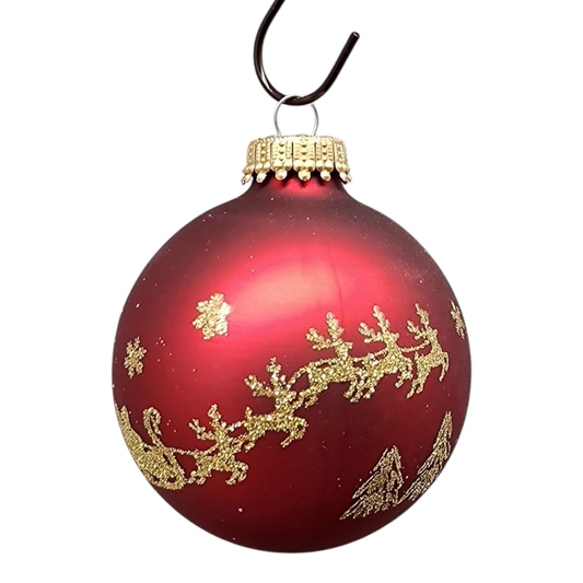 Krebs Value Glass Ornament 4 pack - Santa on Burgundy