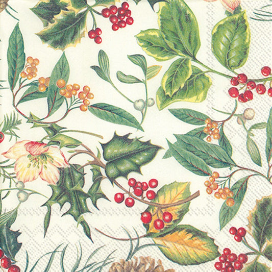 Ideal Home Range Christmas Branches (Cream) - Lunch Napkin