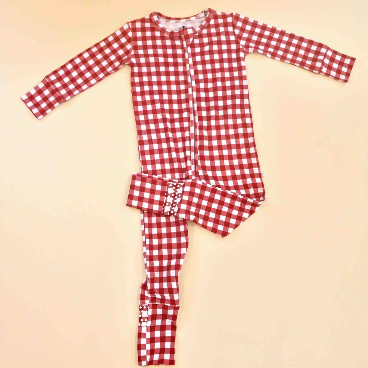 Red Gingham Zip Romper