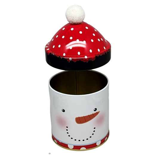 Gift Tin with Pom Pom Hat - Snowman