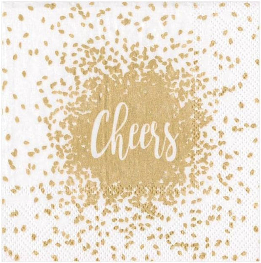 Cheers Paper Cocktail Napkins in Gold