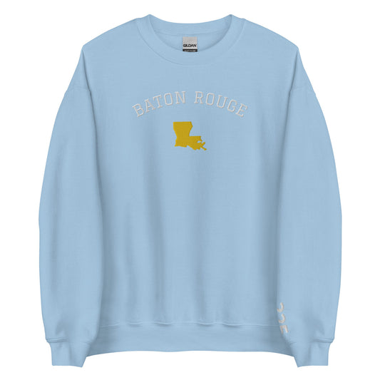 Baton Rouge Louisiana Team Embroidered Crew Neck Sweatshirt