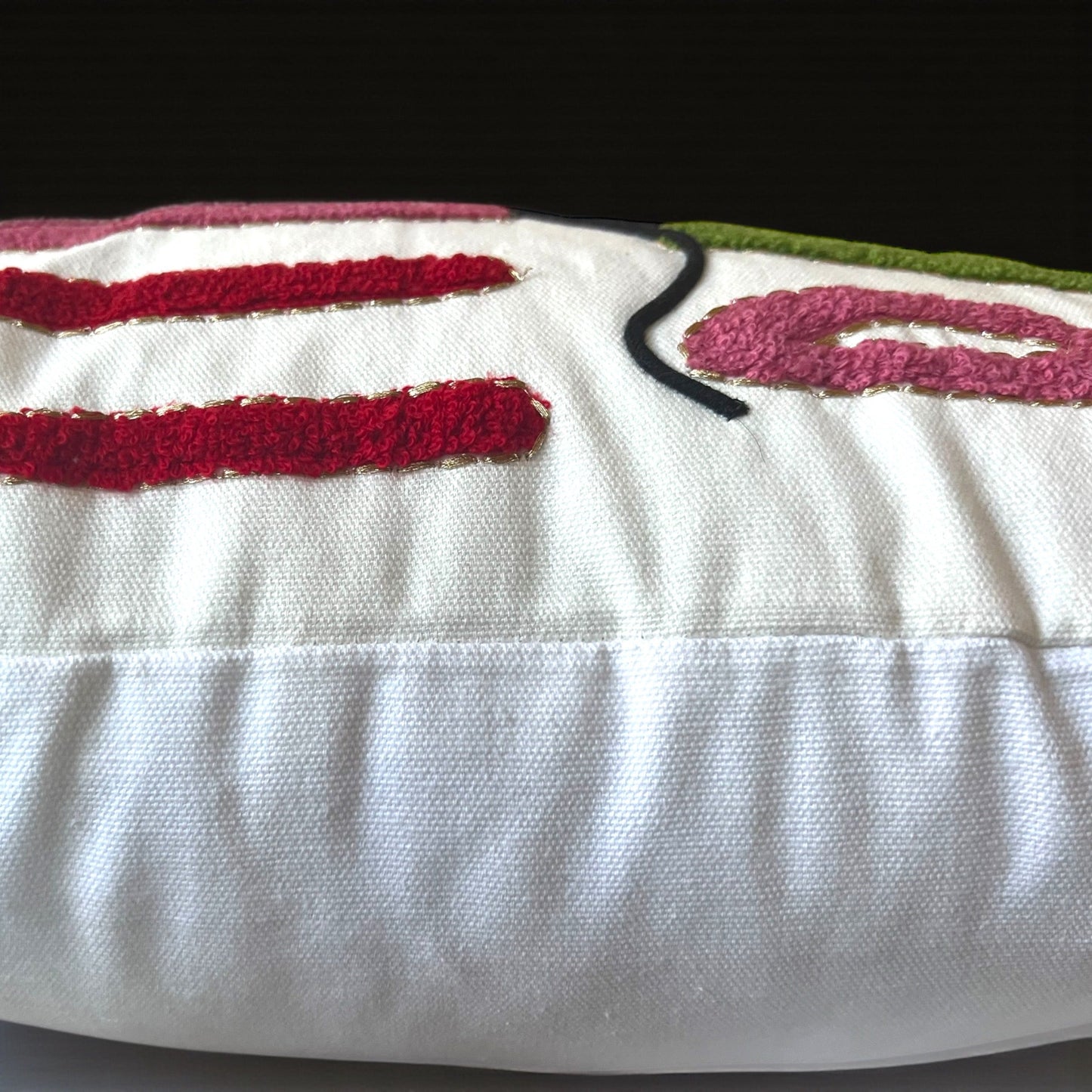 Merry and Bright Embroidered Christmas Themed Pillow