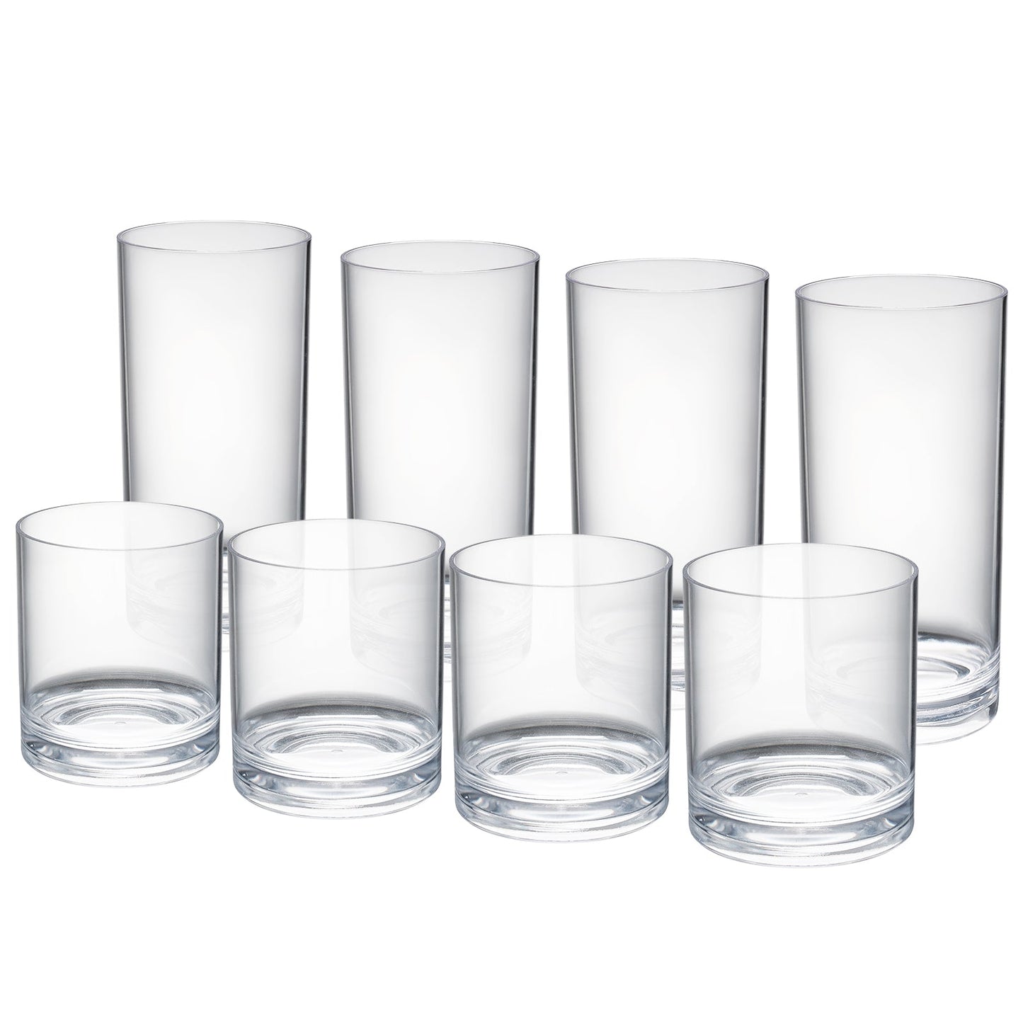Barcelona Acrylic Lowball & Highball Glassware, Set of 8