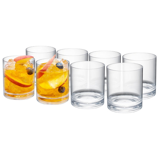 Barcelona Acrylic Lowball Tumbler Glassware, Set of 8