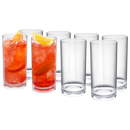 Barcelona Acrylic Highball Glassware, Set of 8