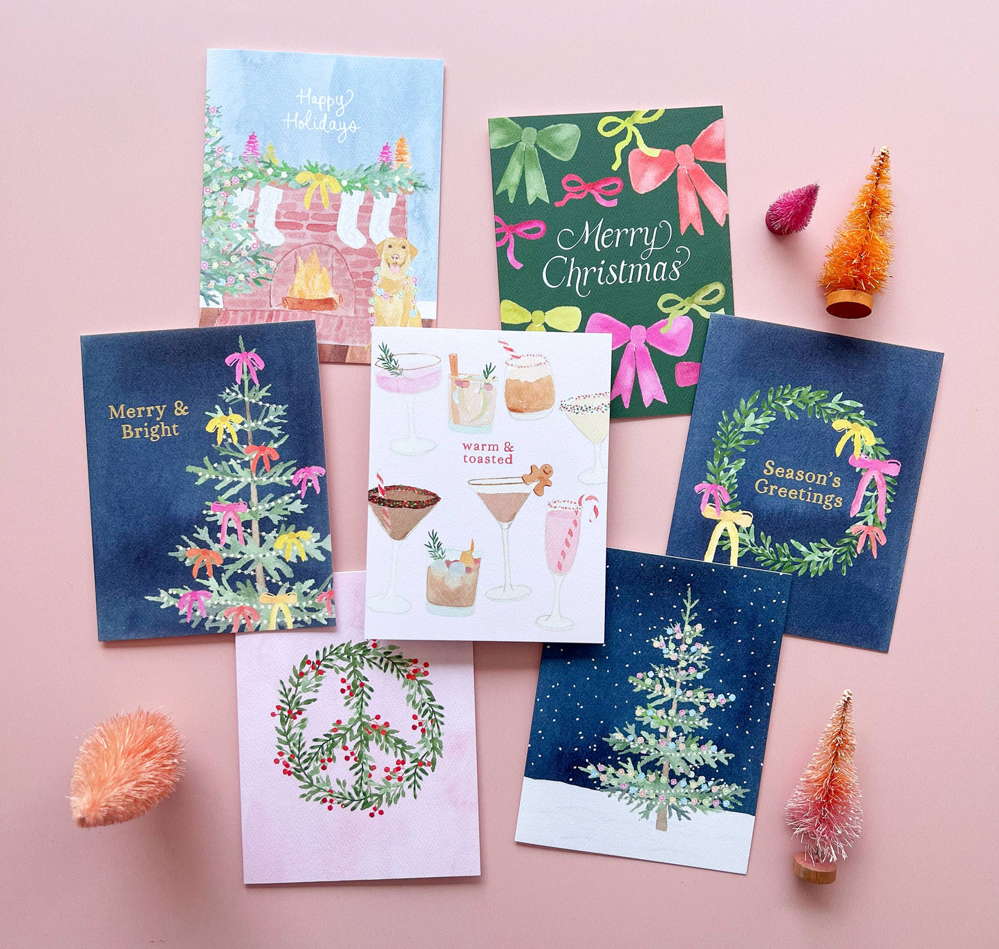Whimsical Merry & Bright Holiday Greeting Card | Gold Foil