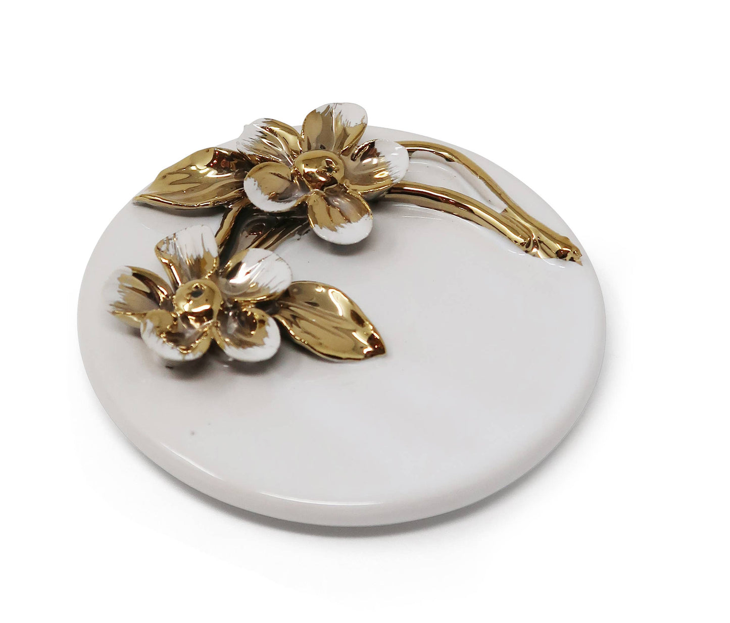 Gold Decorative Candle With Flower Design Lid