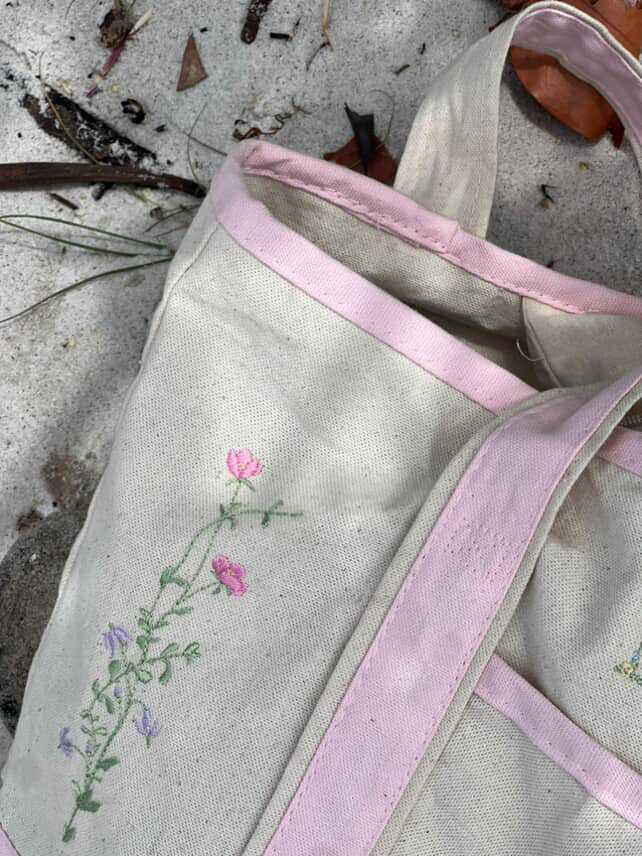 Embroidered Mom Floral Tote