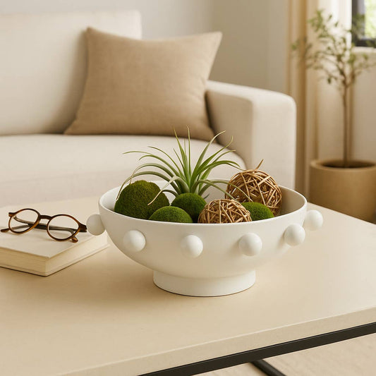 Decorative Hobnail White Bowl