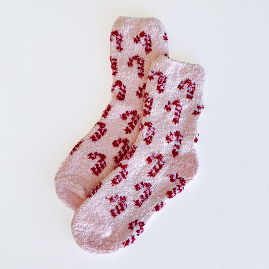 Candy Cane Fuzzy Socks