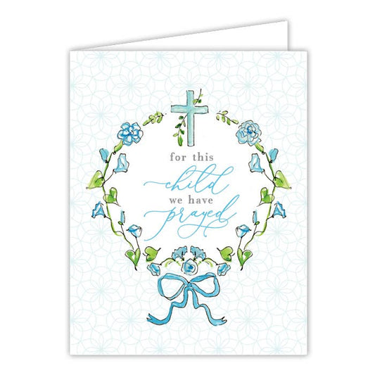 For This Child We Have Prayed Blue Greeting Card