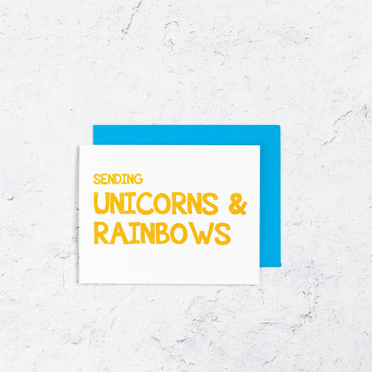 Sending Unicorns and Rainbows Letterpress Card