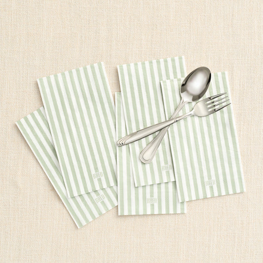 Tonal Striped Disposable Napkin Set in Green, 100 Pieces