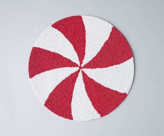Handmade Beaded Candy Cane Placemat – Christmas Placemats, Beaded Candy Cane Placemat & Runner – Christmas Table Decor by Payton James