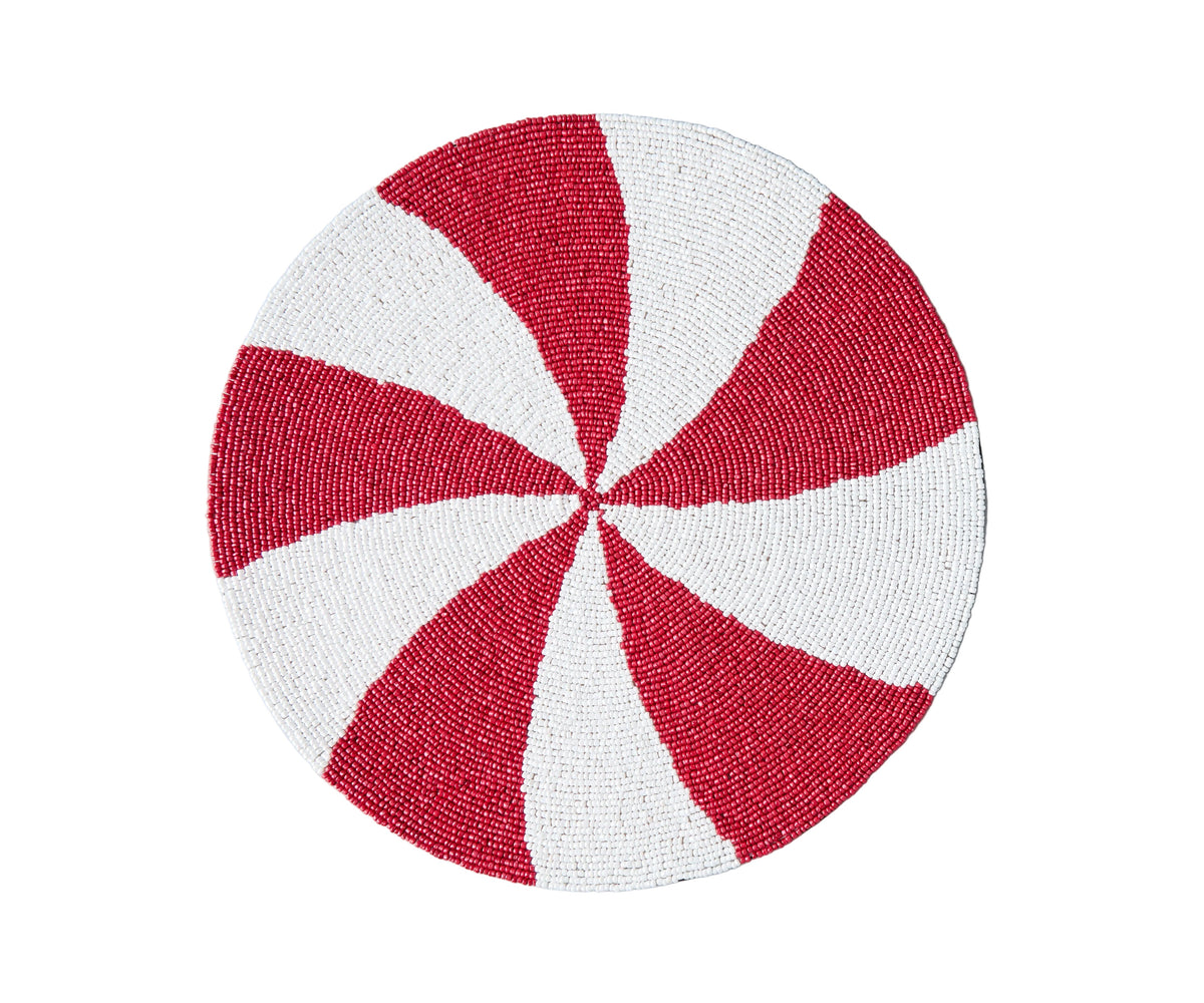 Handmade Beaded Candy Cane Placemat – Christmas Placemats, Beaded Candy Cane Placemat & Runner – Christmas Table Decor by Payton James