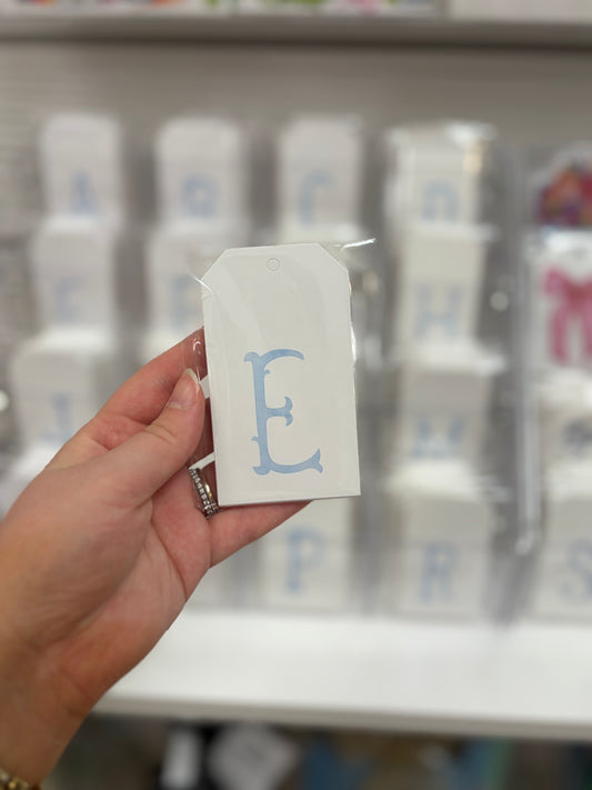 “E” Initial Hang Tags