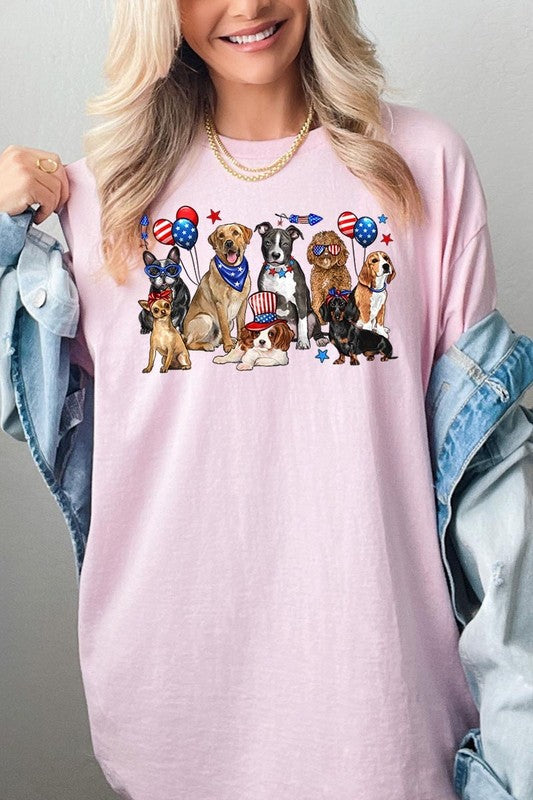4th of July dogs Graphic Heavy Cotton Tee