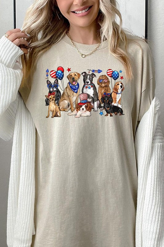 4th of July dogs Graphic Heavy Cotton Tee