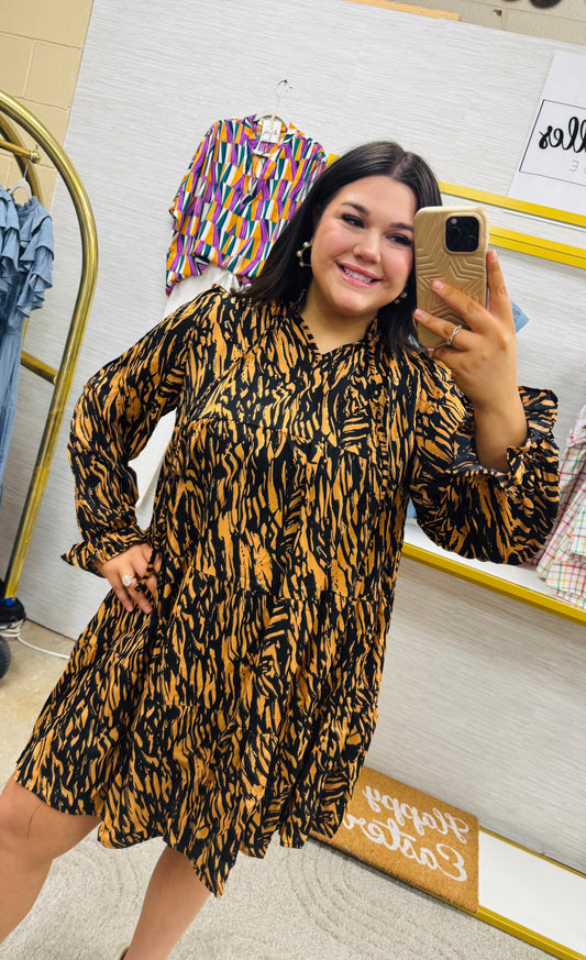 Caramel & Black Tiger Dress