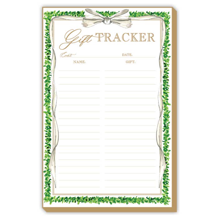Gift Tracker Boxwood Border Luxe Large Notepad