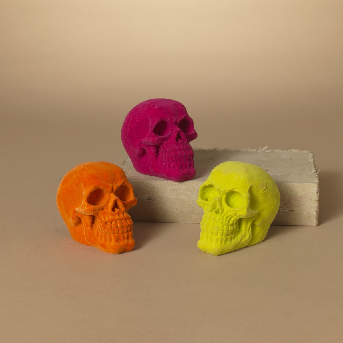 4.3"L Resin Halloween Neon Color Skulls - SET OF 3