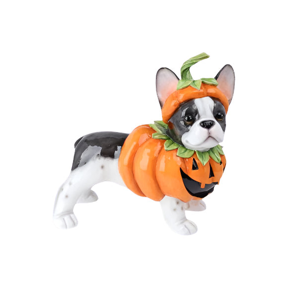 17" Resin Halloween Costume Pumpkin Frenchie Dog