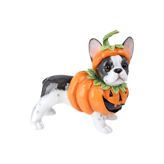 17" Resin Halloween Costume Pumpkin Frenchie Dog
