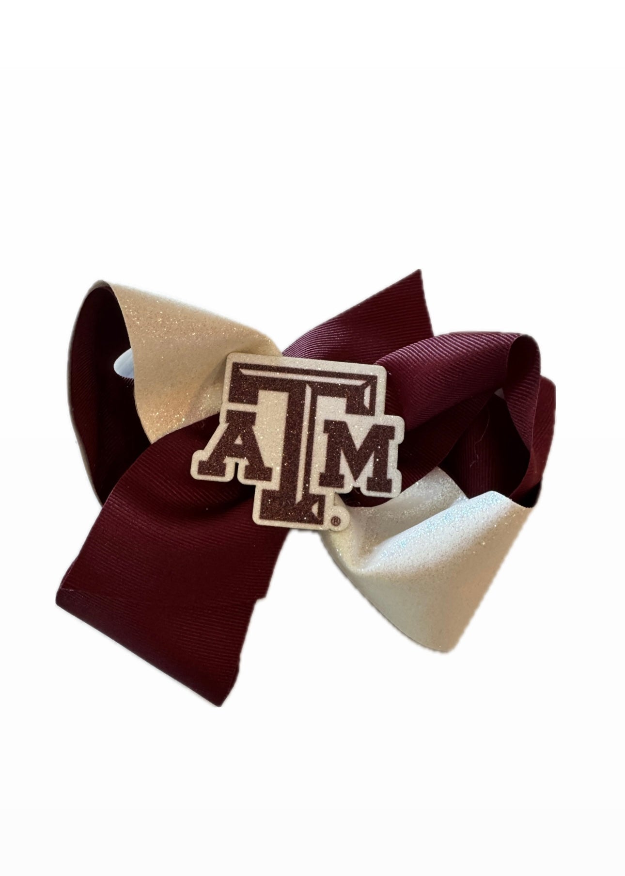 College Logo Glitter Overlay King Grosgrain Bow