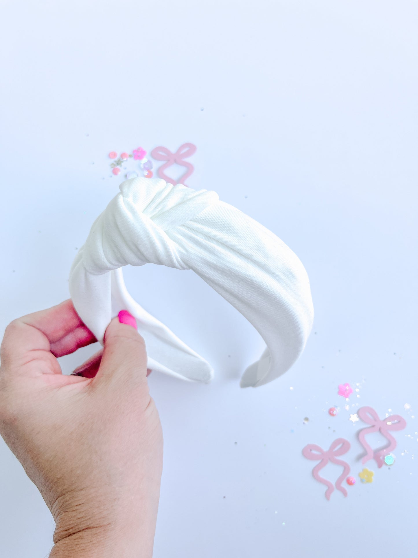White Solid Knotted Headband