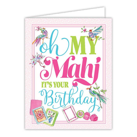 Handpainted "Oh My Mahj It's Your Birthday" Greeting Card