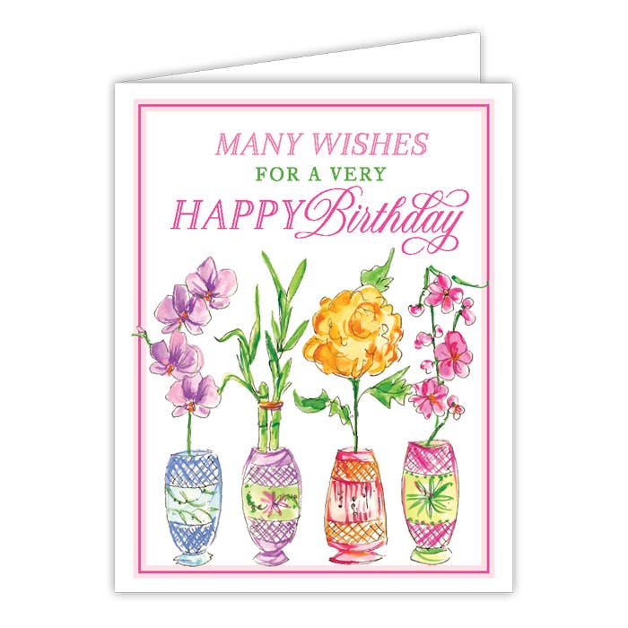 Many Wish For A Very Happy Birthday Orchids Greeting Card