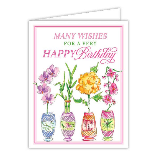 Many Wish For A Very Happy Birthday Orchids Greeting Card