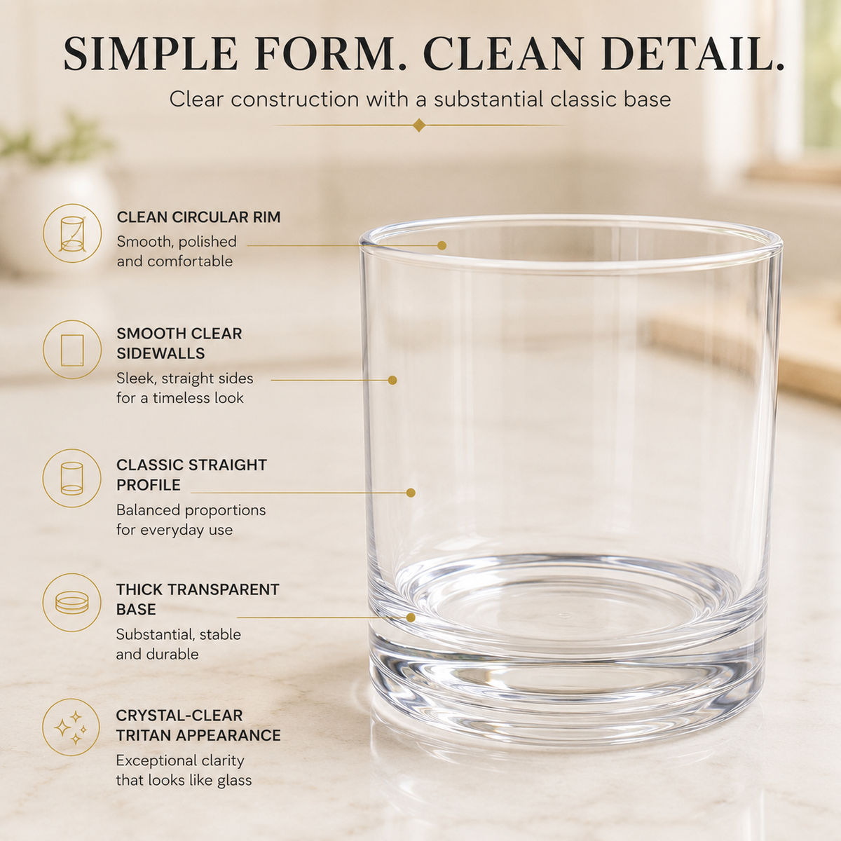 Barcelona Acrylic Lowball Tumbler Glassware, Set of 8