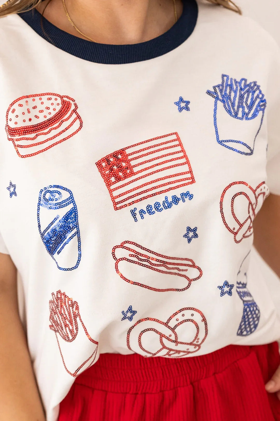 Freedom Sequin Embroidered Top