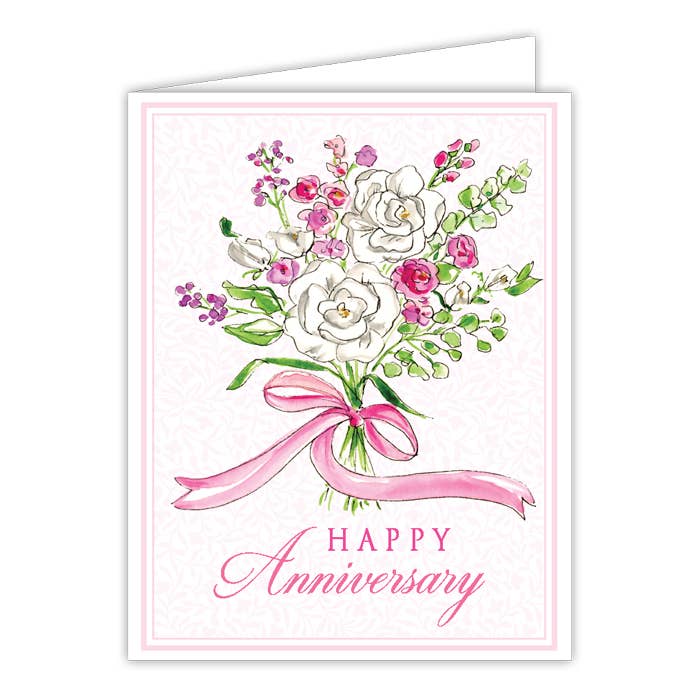 Happy Anniversary Pink Bouquet Greeting Card
