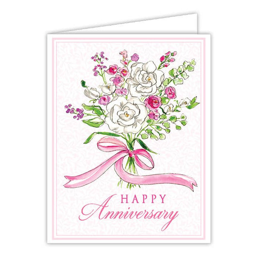 Happy Anniversary Pink Bouquet Greeting Card