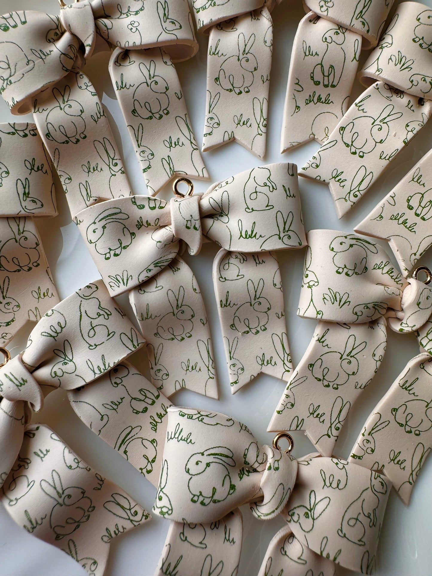 Green Fine Line Bunny Bows