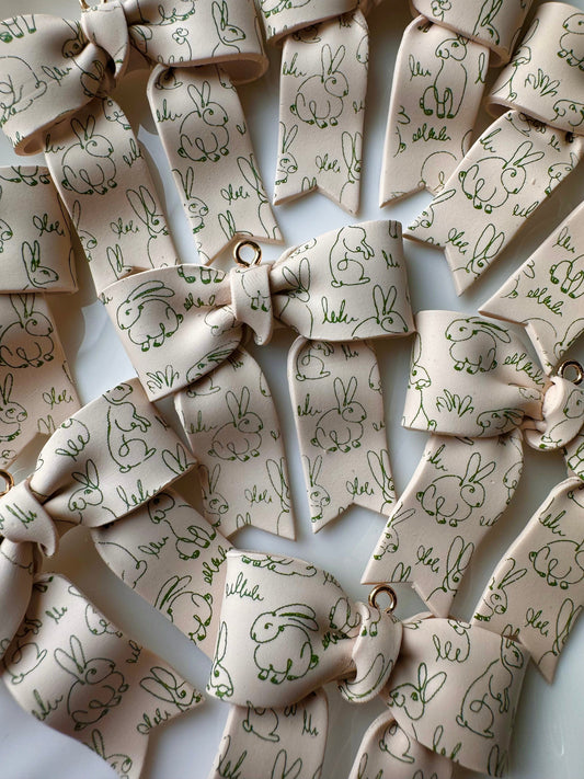 Green Fine Line Bunny Bows