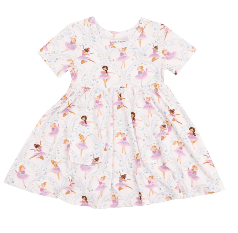 Bow Ballerinas Short Sleeve Twirly Dress