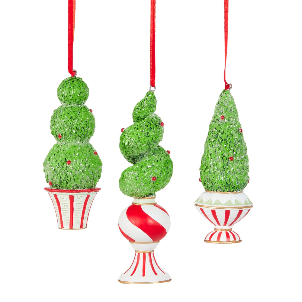 5" Candy Cane Lane Topiary Ornament - SET OF 3